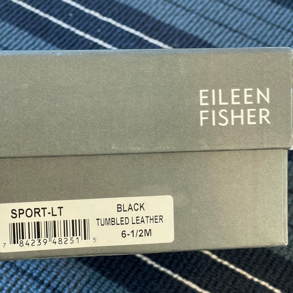 EILEEN FISHER Black tumbled leather sport platform sandals Size 6.5 - Picture 8 of 9